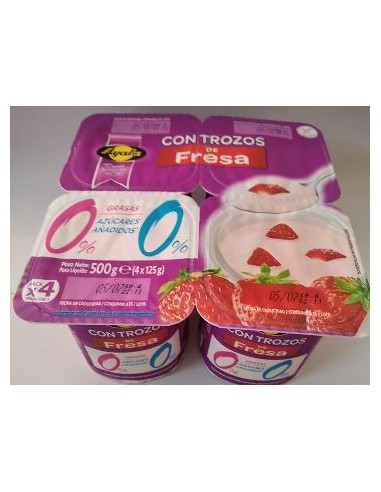 Yogur ayala fresa trozos 0 % 0% (pack 4)