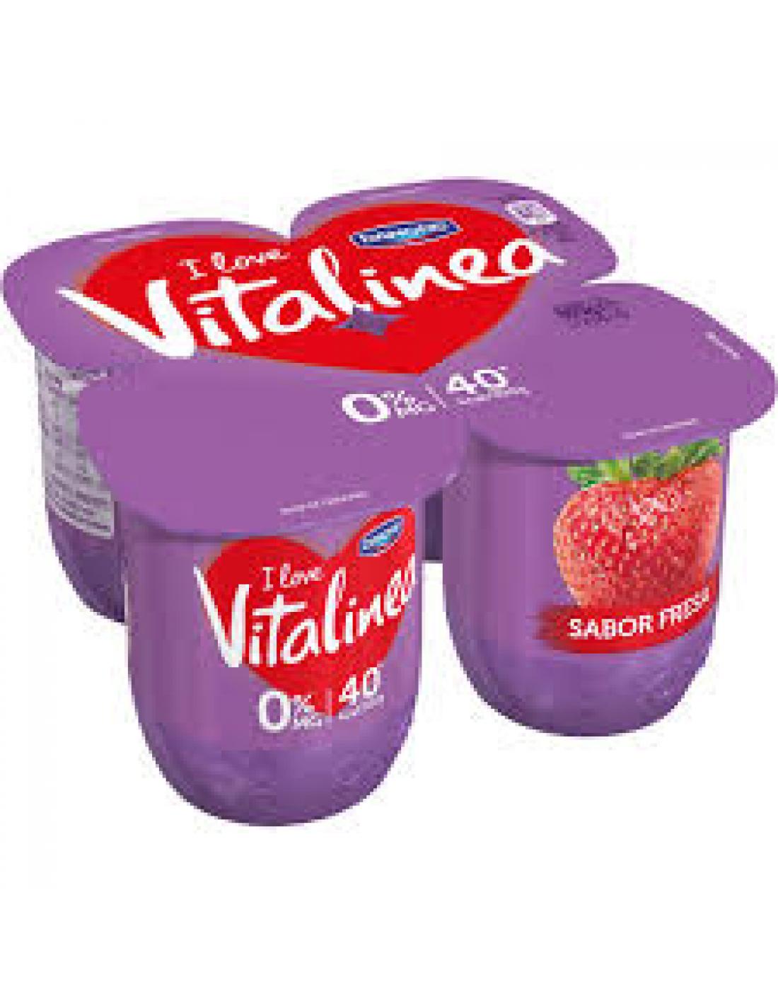 yogur con trozos de fresa desnatado 0% m.g. sin azúcares añadidos sin  gluten pack 4