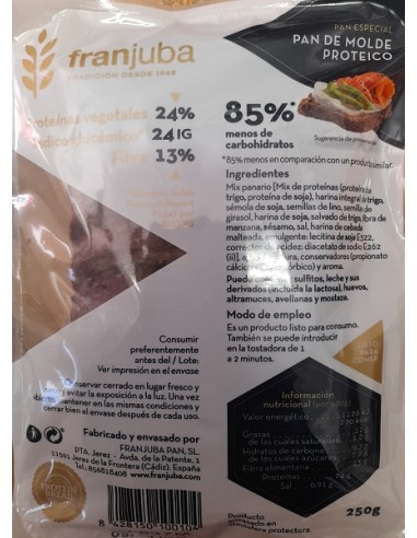 Pan de molde proteico franjuba (250 g)