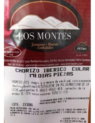 Chorizo ibérico los montes (250 g)