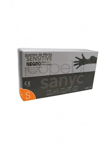 Guantes sanyc de nitrilo negros 100 u (talla s)